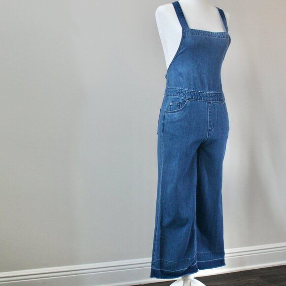 Universal Thread Blue Bow Classic Cross back Feminine Wide-Leg Denim Overalls 0 - Picture 9 of 12